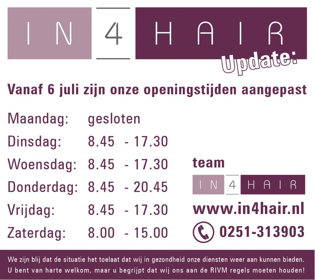 in4hair openingstijden in4hair openingstijden