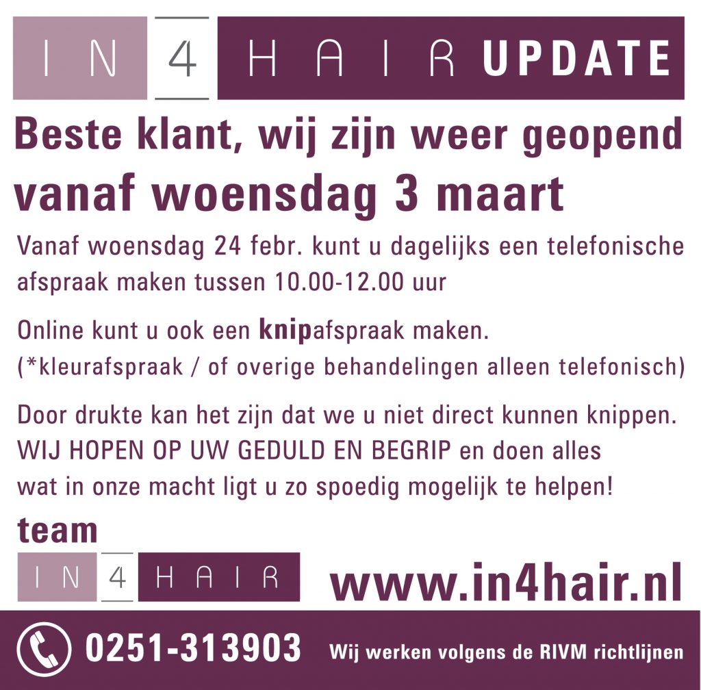 in4hair open 3 maart